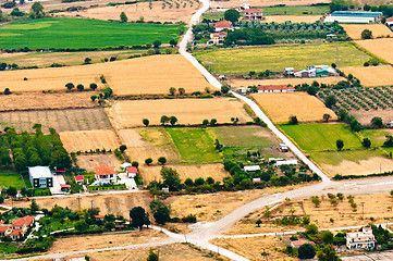 Image showing Aerial view of green fields