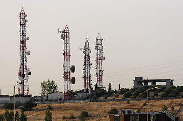 Image showing Transmission towers on the hill