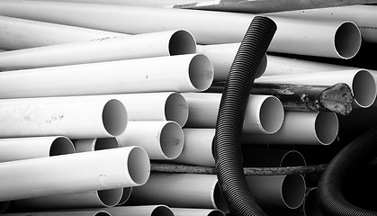 Image showing PVC pipes on a construction site