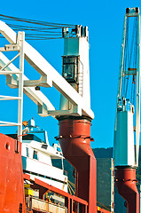 Image showing Industrial crane at dock