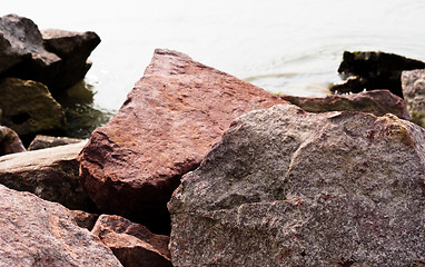 Image showing Tranquil scene at the shore of an ocean