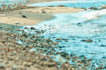 Image showing Rocks on the shore of an ocean