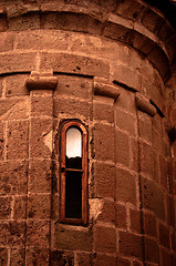 Image showing Old windows on brick wall