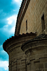 Image showing Old windows on brick wall