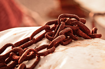 Image showing Rusty old chains of a boat