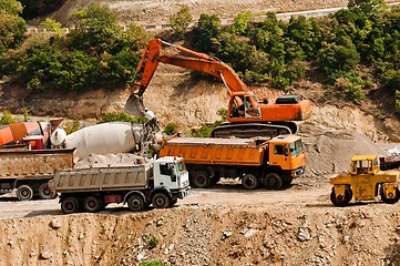 Image showing Construction machines at quarry