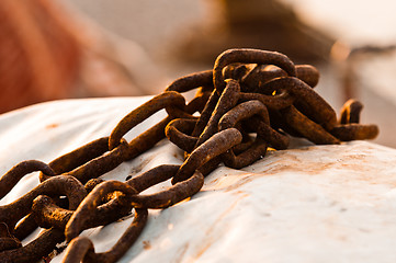 Image showing Rusty old chains of a boat