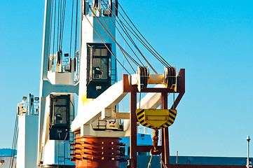 Image showing Industrial crane at dock