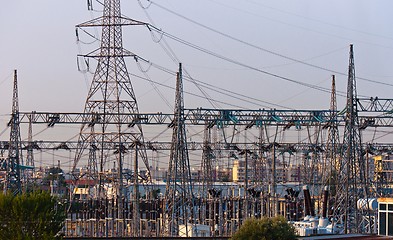 Image showing Electic power generator with cables and pylons