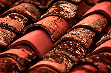 Image showing old Tiled roof closeup 