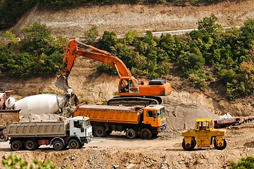 Image showing Construction machines at quarry