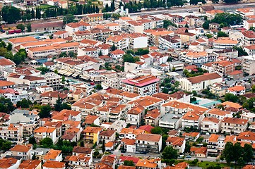 Image showing Aerial view of a village with small houses