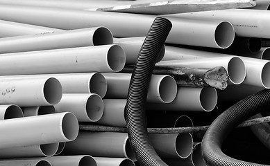 Image showing PVC pipes on a construction site
