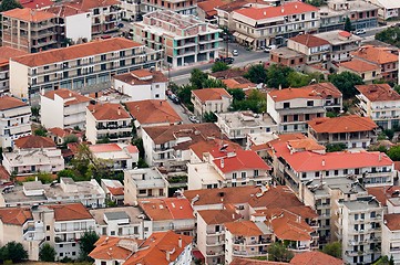 Image showing Aerial view of a village with small houses