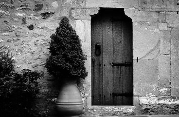 Image showing Traditional wooden door of an old building