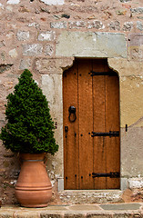 Image showing Traditional wooden door of an old building
