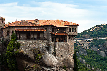 Image showing Church built on hihg mountains in greece