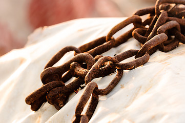 Image showing Rusty old chains of a boat