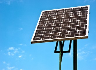 Image showing Solar energy panels looking towards the sky