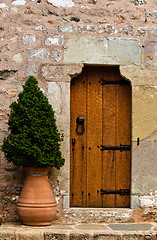 Image showing Traditional wooden door of an old building