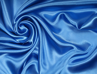 Image showing Smooth elegant blue silk as background 