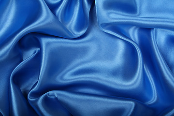 Image showing Smooth elegant blue silk can use as background 