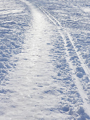 Image showing Snow covered park walkway