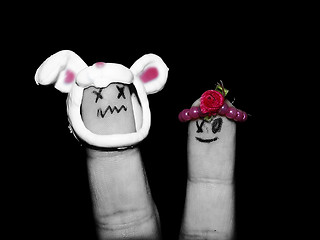 Image showing finger face art, hangover 