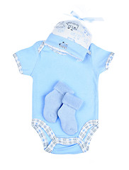 Image showing Blue baby clothes for infant boy
