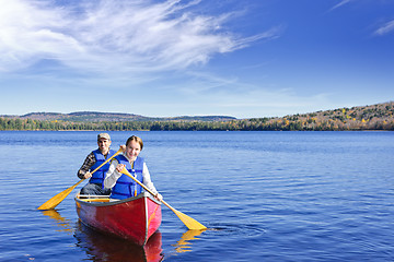 Image showing Family canoe trip