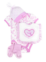 Image showing Pink baby clothes for infant girl