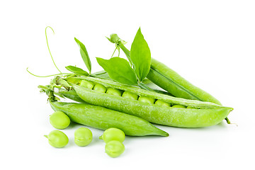 Image showing Pea pods and green peas