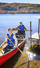 Image showing Family canoe trip