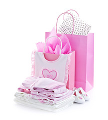 Image showing Pink baby shower presents