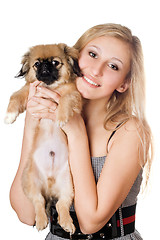 Image showing Blonde with a puppy