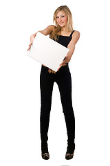 Image showing Blonde posing with white board