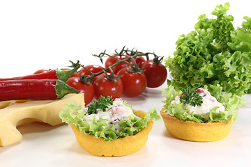 Image showing baked Cup corn with cheese salad