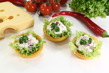 Image showing fresh cup corn with cheese salad