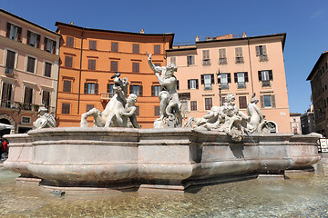 Image showing Fountain of Neptune, piazza Navona, Rome