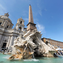 Image showing fountain of four rivers in Piazza Navona, Rome