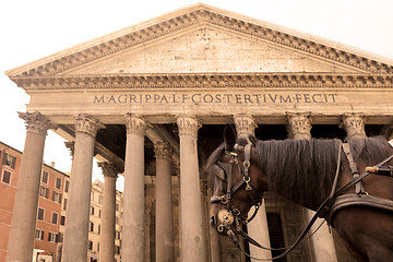 Image showing horse carriage and Pantheon