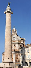 Image showing Traian column and Santa Maria di Loreto in Rome, Italy