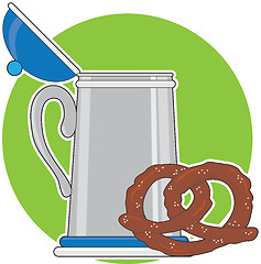 Image showing Beer and Pretzel