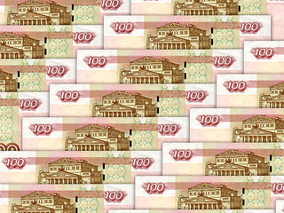 Image showing Background of money pile 100 russian rouble bills