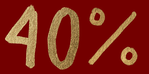 Image showing Forty percent discount shiny digits