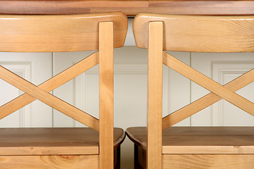 Image showing Wooden Bar Stool and kitchen counter