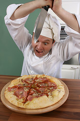 Image showing Chef and pizza