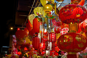 Image showing Chinese New Year Lanterns on Storefront