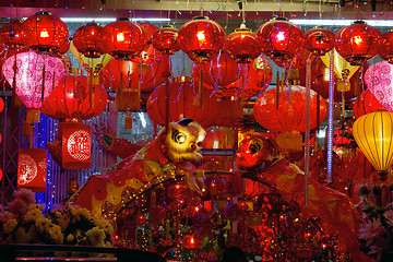 Image showing Storefront Display of Chinese New Year Lanterns