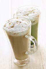 Image showing Chai and matcha latte drinks